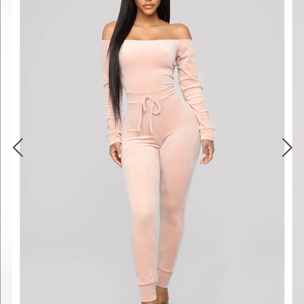 Pink velour jumpsuit